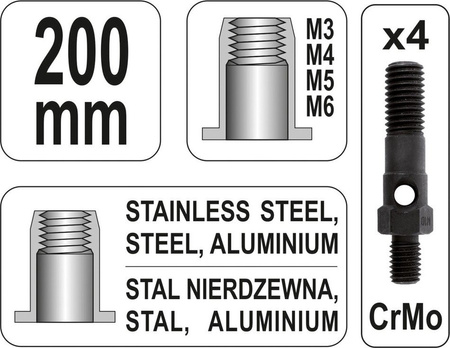 Nitownica ręczna do nitonakrętek M3-M6 YT-36140 YATO | CIS Sklep