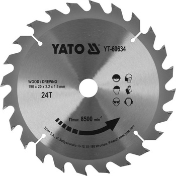 Tarcza widiowa do drewna 190x24Tx20mm YT-60634 YATO | CIS Sklep