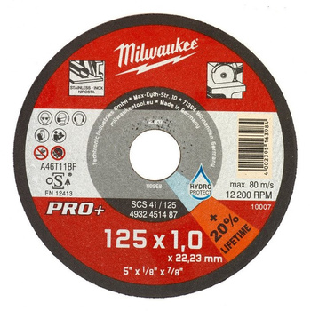 Tarcza do cięcia metalu 125x1mm PRO+ 1szt 4932451487 Milwaukee | CIS Sklep