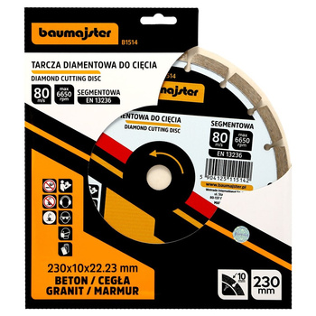 Tarcza diamentowa segmentowa 230x10x22,23mm B1514 Baumajster | CIS Sklep