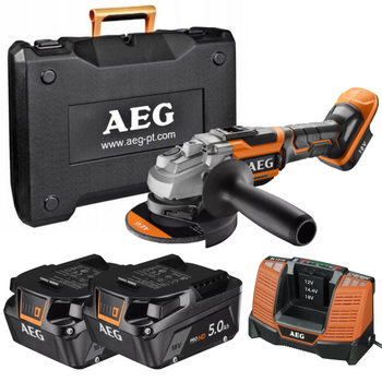 Szlifierka kątowa BEWS18-125BL-502C+2x5.0Ah+Ład. ZESTAW AEG | CIS Sklep