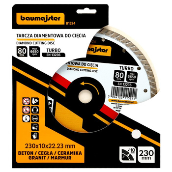 Tarcza diamentowa turbo 230x10x22,23mm B1524 Baumajster | CIS Sklep