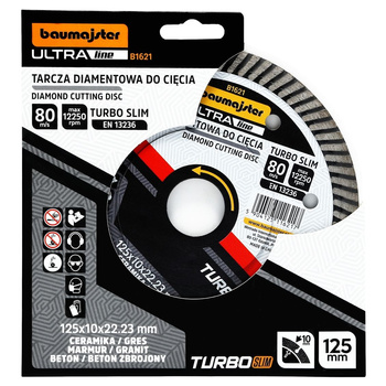 Tarcza diamentowa slim turbo 125x10x1,2x08x22,23mm B1621 Baumajster | CIS Sklep