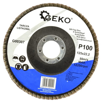 Tarcza szlifierska listkowa 125mm P100 G00307 GEKO | CIS Sklep