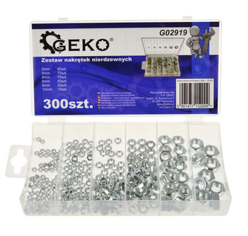 Zestaw nakrętek nierdzewnych 300szt. G02919 GEKO | CIS Sklep