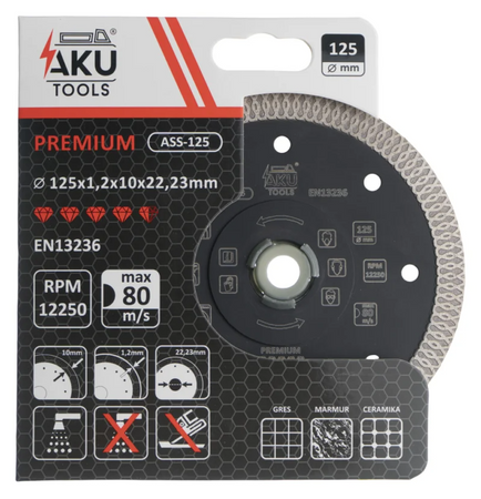 Tarcza diamentowa do gresu premium slim 125mm AKU TOOLS | CIS Sklep