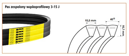 Pas klinowy zespolony wąskoprofilowy 3-15J-3556 Stomil Sanok | CIS Sklep