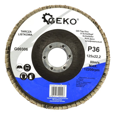 Tarcza szlifierska listkowa 125mm P36 G00306 GEKO | CIS Sklep