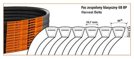 Pas klinowy zespolony 6B-8960 Harvest Belts 77796.0 STOMIL SANOK | CIS Sklep